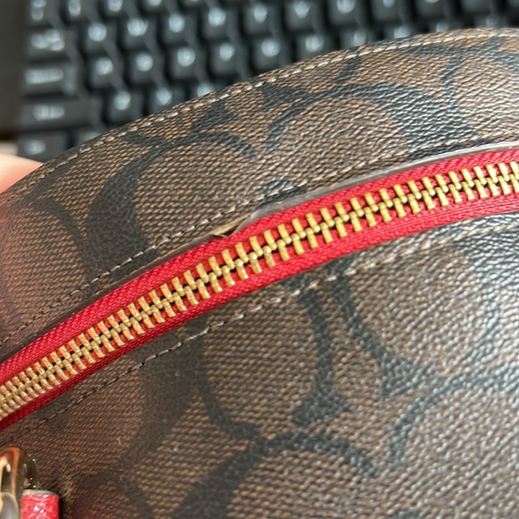 COACH Jordyn Backpack With Signature Canvas Detail Red Brown - Picture 17 of 17